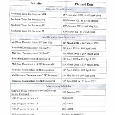 Academics Calendar - Government Engineering College, Rajkot